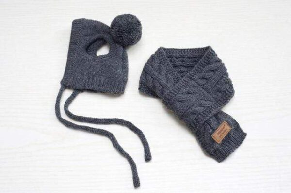 Frenchie World Shop Gray / S Luxury Knittied French Bulldog Beanie and Scarf Set