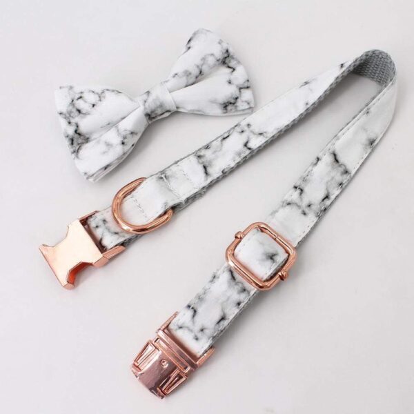 Frenchie World Shop Marble Collar, Leash & Bow Tie Set