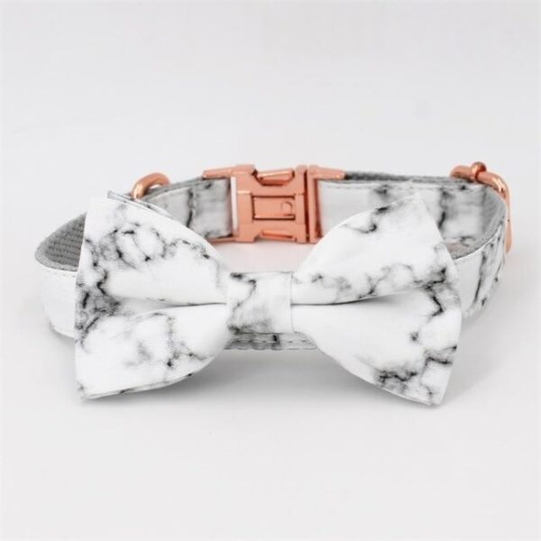Frenchie World Shop collar bow / S(20-30cm Length) Marble Collar, Leash & Bow Tie Set