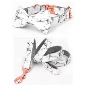 Frenchie World Shop full set / S(20-30cm Length) Marble Collar, Leash & Bow Tie Set