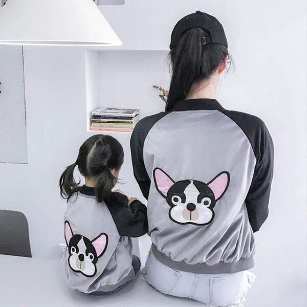 Frenchie World Shop Human clothing Matching Mother and daughter French Bulldog embroidery jacket