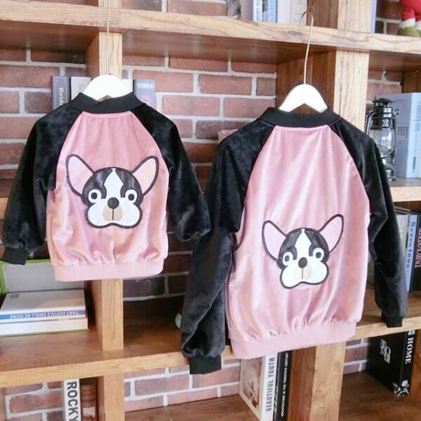 Frenchie World Shop Human clothing Matching Mother and daughter French Bulldog embroidery jacket