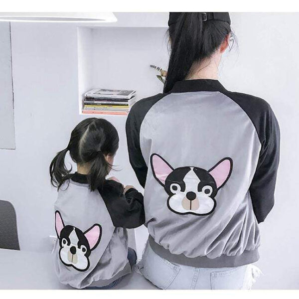 Frenchie World Shop Human clothing Matching Mother and daughter French Bulldog embroidery jacket