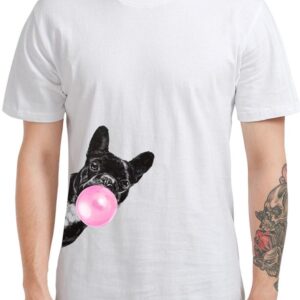 Frenchie World Shop Mens French Bulldog Bubble Gum T-shirt