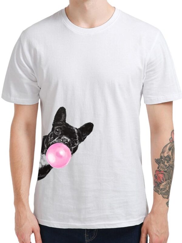 Frenchie World Shop Mens French Bulldog Bubble Gum T-shirt