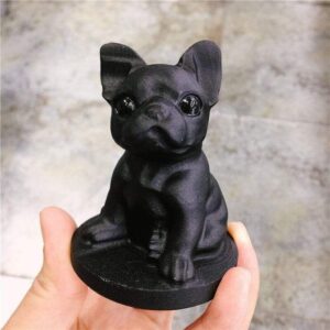 Frenchie World Shop Natural Black Obsidian Crystal Stone Cute Dog Hand Carved Animal Figurine Energy Crafts Home Decoration As Gift