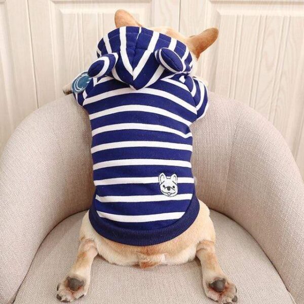 Frenchie World Shop Blue / S Navy Striped French Bulldog Hoodie