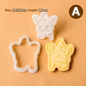 Frenchie World Shop A New 2Pcs/Set Cute Bulldog Dog Shaped Cookie Cutters Mold Biscuit Baking Tool Kitchenware Bakeware DIY Tool for Kids Hand Mold