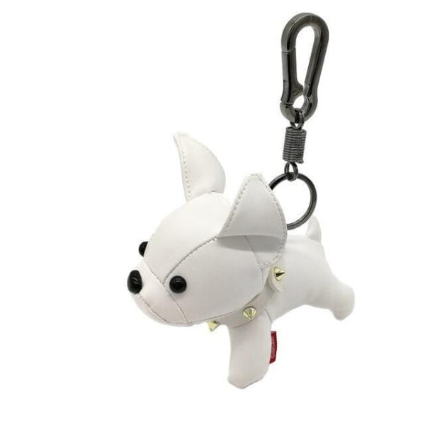 Frenchie World Shop White New Colors Available! French Bulldog Leather Keychain