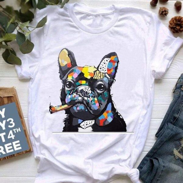 Frenchie World Shop 0012091 / L New summer French Bulldog Printed t shirt women cute cartoon T shirt Pit Bull Tshirt Top Female Frances German Shepherd T shirt_