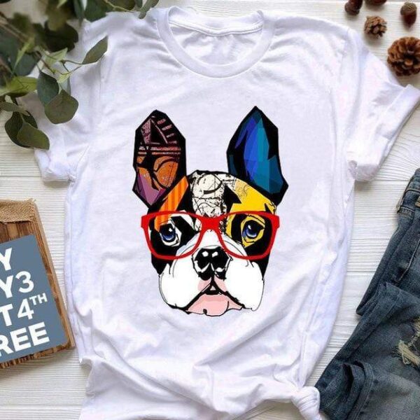 Frenchie World Shop 0012093 / L New summer French Bulldog Printed t shirt women cute cartoon T shirt Pit Bull Tshirt Top Female Frances German Shepherd T shirt_