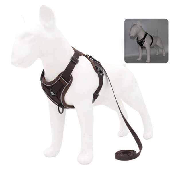 Frenchie World Shop Coffee / M No Pull Dog Harness and Leash Set Adjustable Pet Harness Vest For Small Dogs Cats Reflective Mesh Dog Chest Strap French Bulldog