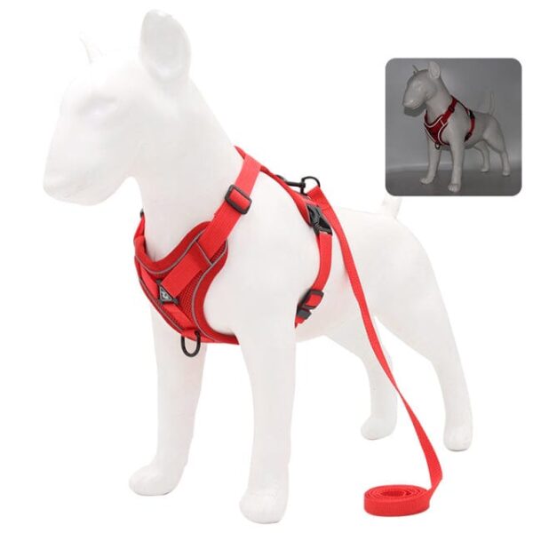 Frenchie World Shop Red / XL No Pull Dog Harness and Leash Set Adjustable Pet Harness Vest For Small Dogs Cats Reflective Mesh Dog Chest Strap French Bulldog
