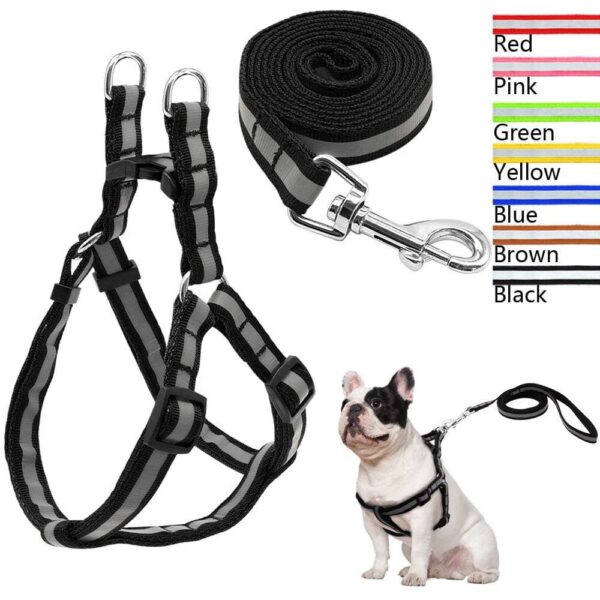 Frenchie World Shop Dog Accessories "NO PULL" Reflective Dog Harness and Leash Set