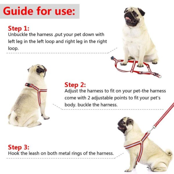 Frenchie World Shop Dog Accessories "NO PULL" Reflective Dog Harness and Leash Set