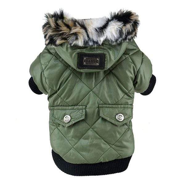 Frenchie World Shop Green / L Padded Winter Jacket with Fur Hood