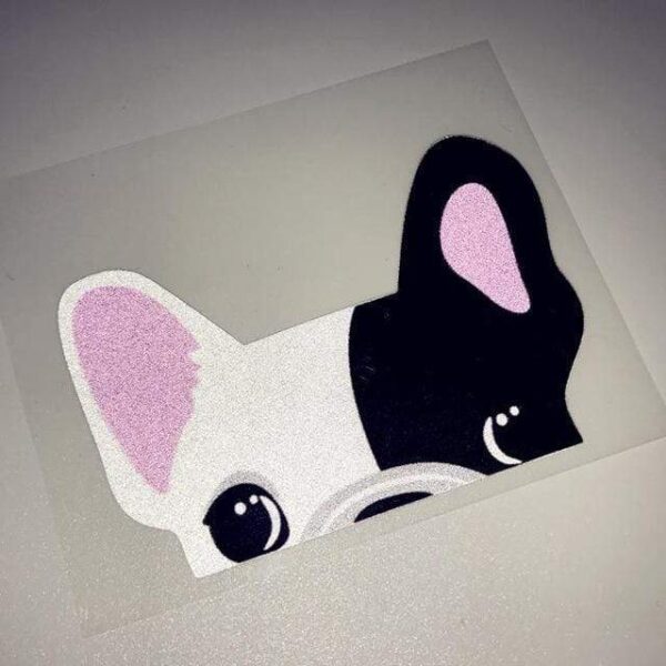 Frenchie World Shop Peeking Frenchie car sticker