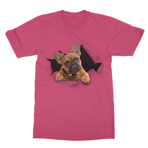 alloverprint.it Apparel Hot Pink / Unisex / S Peeking Frenchie ﻿Classic Adult T-Shirt