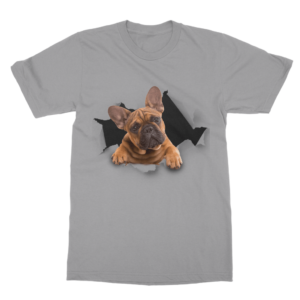 alloverprint.it Apparel Light Grey / Unisex / S Peeking Frenchie ﻿Classic Adult T-Shirt