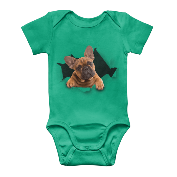 alloverprint.it Apparel Kelly Green / 0 to 3 Months Peeking Frenchie ﻿Classic Baby Onesie Bodysuit