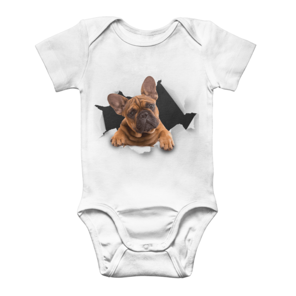 alloverprint.it Apparel White / 0 to 3 Months Peeking Frenchie ﻿Classic Baby Onesie Bodysuit