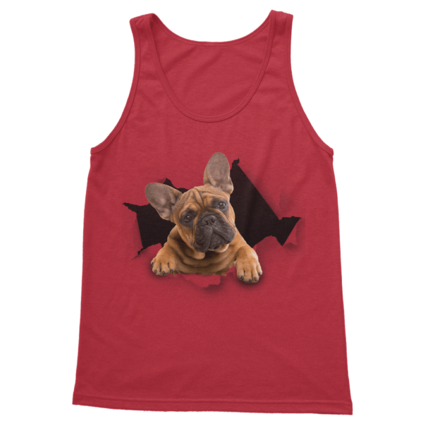 alloverprint.it Apparel Red / S Peeking Frenchie ﻿Classic Women's Tank Top