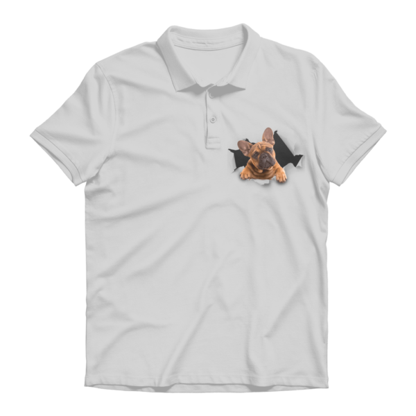 alloverprint.it Apparel Ash / Unisex / S Peeking Frenchie ﻿Premium Adult Polo Shirt