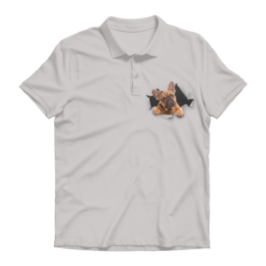 alloverprint.it Apparel Heather Grey / Unisex / S Peeking Frenchie ﻿Premium Adult Polo Shirt