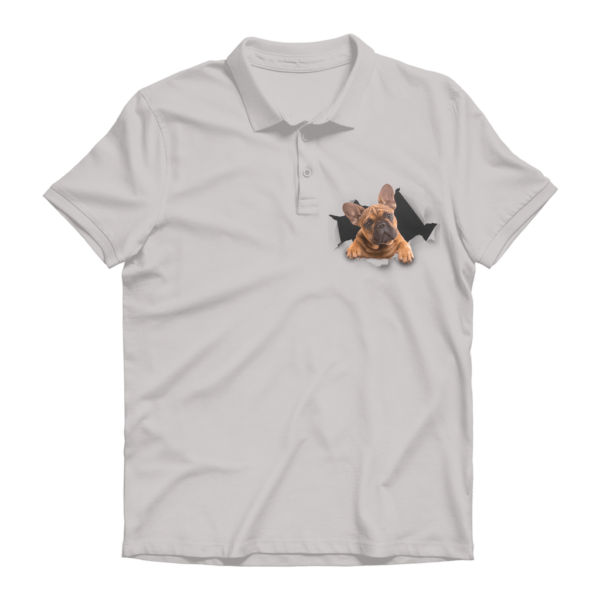 alloverprint.it Apparel Heather Grey / Unisex / S Peeking Frenchie ﻿Premium Adult Polo Shirt