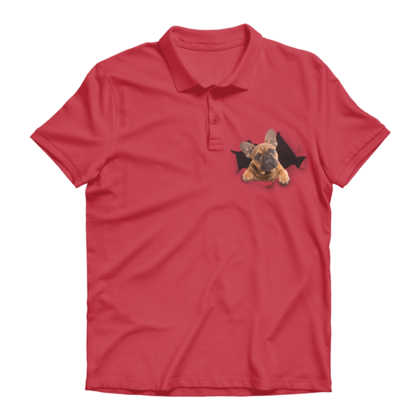 alloverprint.it Apparel Red / Unisex / S Peeking Frenchie ﻿Premium Adult Polo Shirt