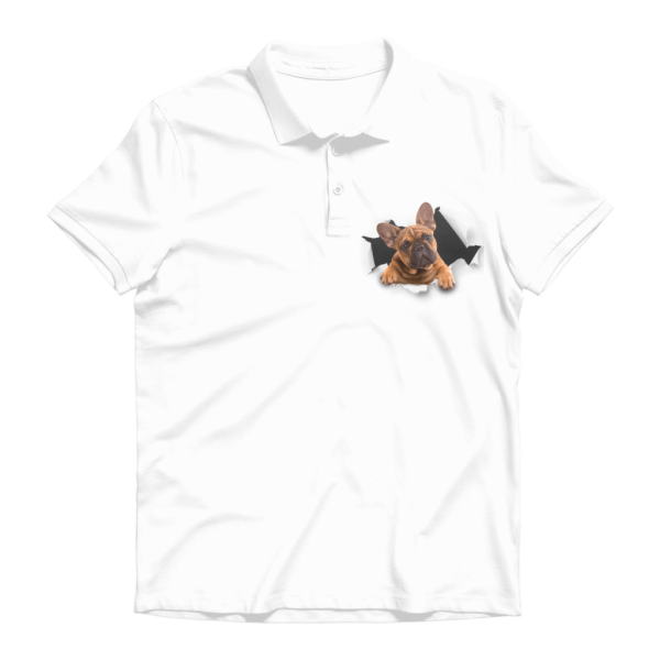 alloverprint.it Apparel White / Unisex / S Peeking Frenchie ﻿Premium Adult Polo Shirt