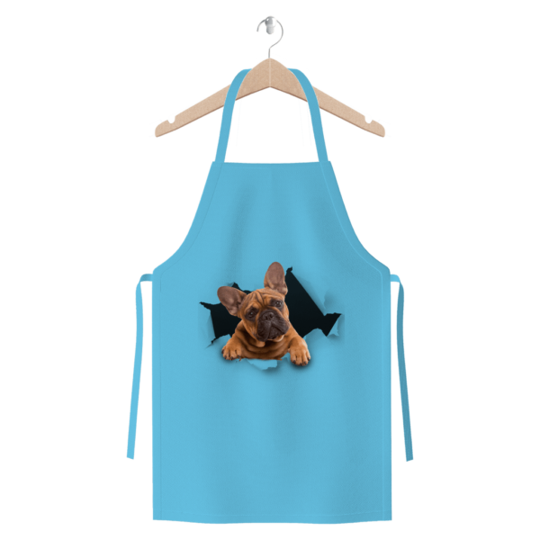 alloverprint.it Apparel Light Blue Peeking Frenchie ﻿Premium Jersey Apron