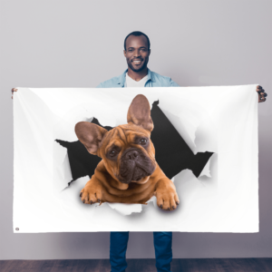 alloverprint.it Wall Decor 5FT X 3FT Peeking Frenchie ﻿Sublimation Flag