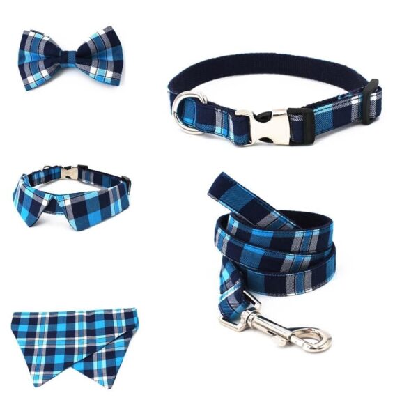 Frenchie World Shop Personalized Buffalo Plaid French Bulldog Collar Set