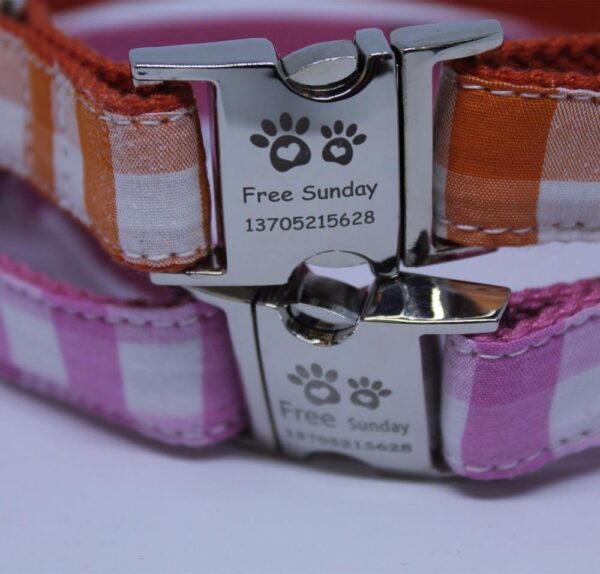 Frenchie World Shop Personalized Buffalo Plaid French Bulldog Collar Set