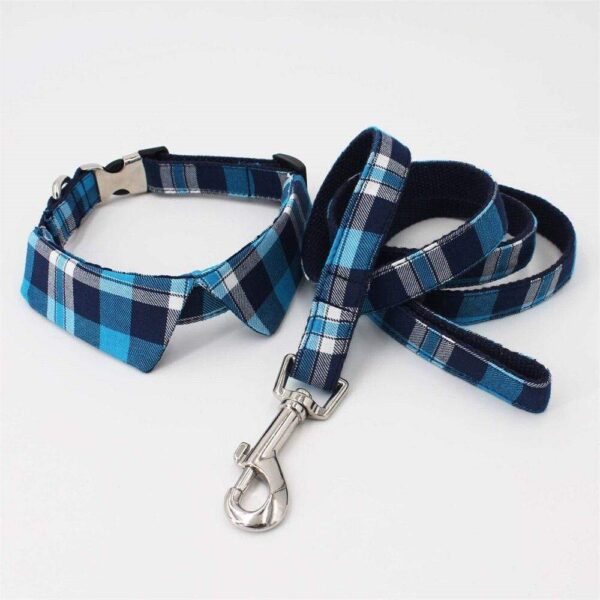 Frenchie World Shop Personalized Buffalo Plaid French Bulldog Collar Set