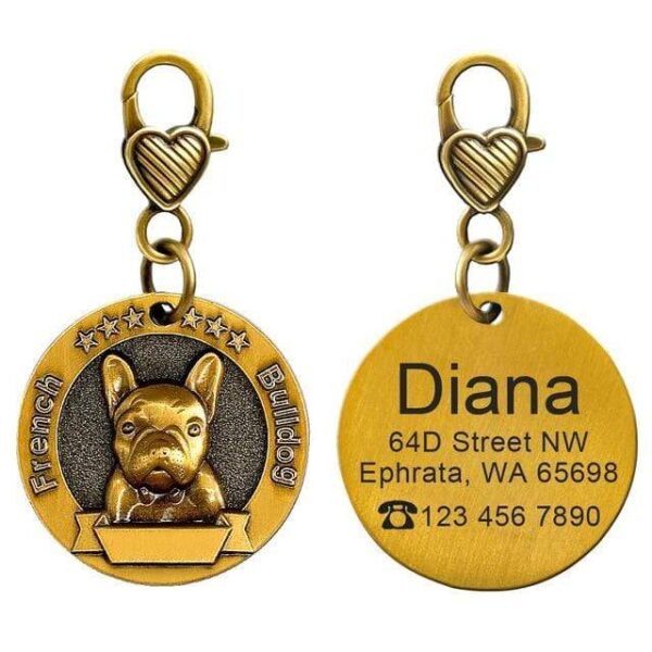 Frenchie World Shop French Bulldog / M Personalized Copper French Bulldog ID Tag
