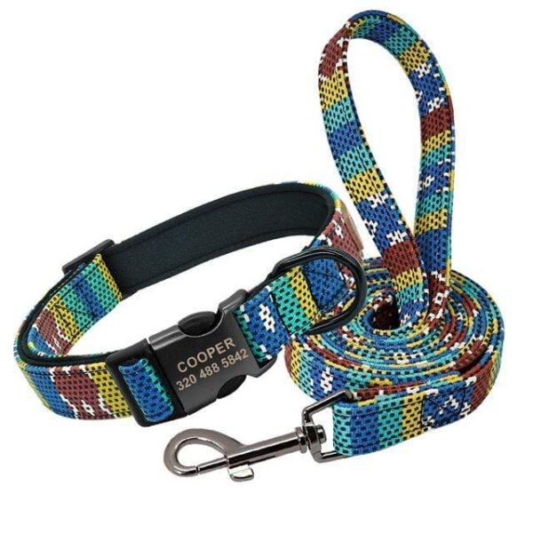 Frenchie World Shop Set Coffee / S Personalized Dog Collar With Matching Leash