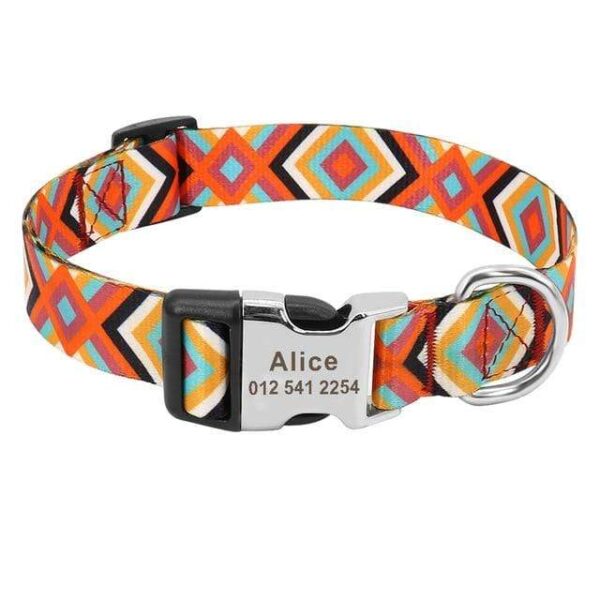 Frenchie World Shop collars 147 Orange / 40 to 57 cm Personalized Geometric French Bulldog Collar