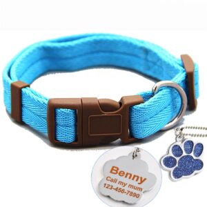 Frenchie World Shop blue collar / S 20-30cm Neck / China Personalized ID Tag French Bulldog Collar