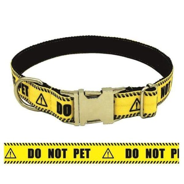 Frenchie World Shop DO NOT PET / L Personalized Warning Sign Dog Collar