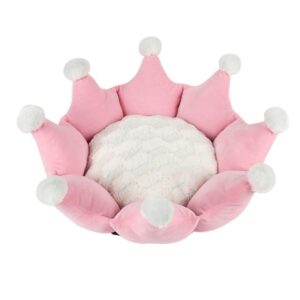 Frenchie World Shop Pink Pet Dog Bed Fashion Crown Super Soft Cat Bed Luxury Dog Sofa Cat And Dog Accessories Comfortable Cat House Pet Bed Supplies