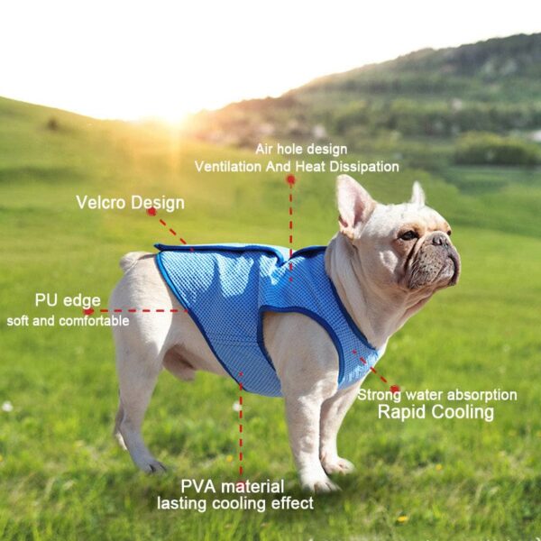 Frenchie World Shop Pet Dog Summer Cooling Vest Breathable T-Shirt Clothes Pet Heat Dissipation Cooler Jacket for Small Medium Large Dog Accessories