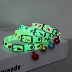 Frenchie World Shop Pet Glowing Collars with Bells Glow at Night Dogs Cats Necklace Light Luminous Neck Ring Accessories Drop Shipping