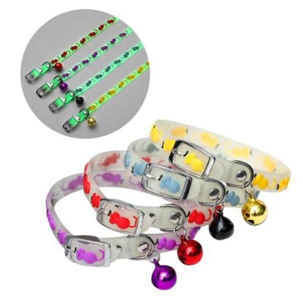 Frenchie World Shop B 1PC SEND AT RAMDON Pet Glowing Collars with Bells Glow at Night Dogs Cats Necklace Light Luminous Neck Ring Accessories Drop Shipping