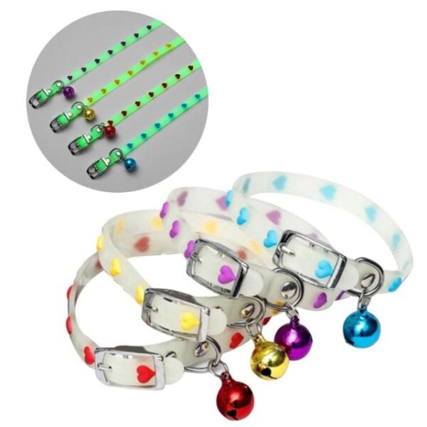 Frenchie World Shop C 1PC SEND AT RAMDON Pet Glowing Collars with Bells Glow at Night Dogs Cats Necklace Light Luminous Neck Ring Accessories Drop Shipping