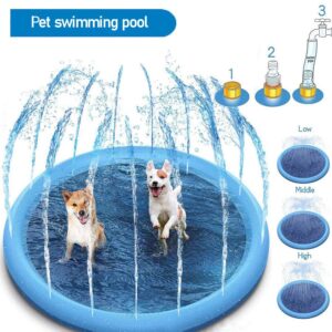 Frenchie World Shop Pet Sprinkler Pad Play Cooling Mat Swimming Pool Inflatable Water Spray Pad Mat Tub Summer Cool Dog Bathtub for Dogs 170x170cm