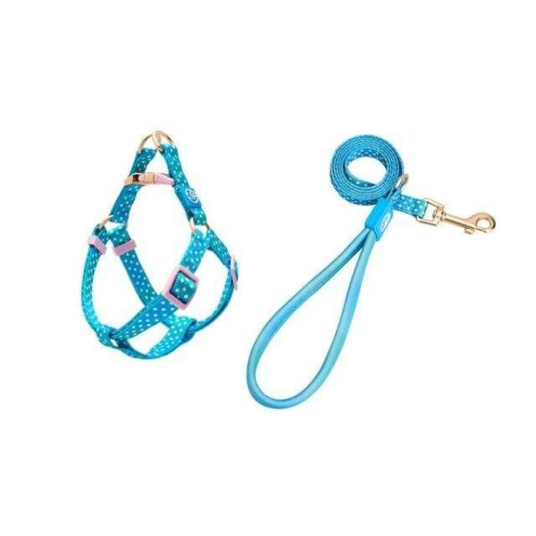 Frenchie World Shop Harness Set-Blue / XS Pets Puppy Accessories French Bulldog Chest Collar Dots Belt Pectoral Breastplate Medium Dog Harness Leash Walks for Pet Dogs