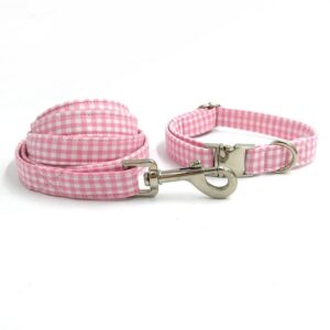 Frenchie World Shop Dog Accessories collar leash bow / S Pink and white dog collar, leash & bow tie