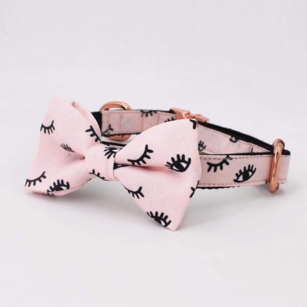 Frenchie World Shop Pink Collar, Leash & Bow Tie Set